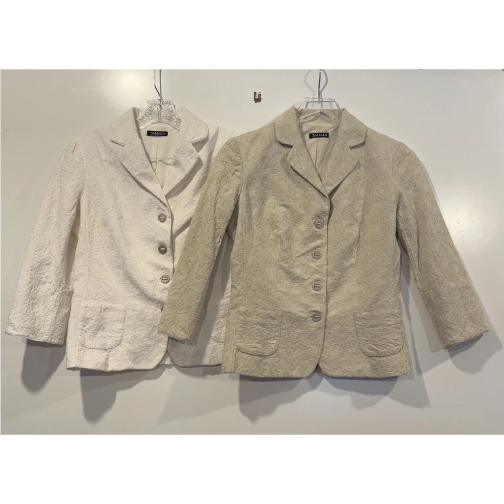 Tahari Lot of 2 Embroidered‎ Cotton Blazers Jackets Career Womens Size S/P (SU)
